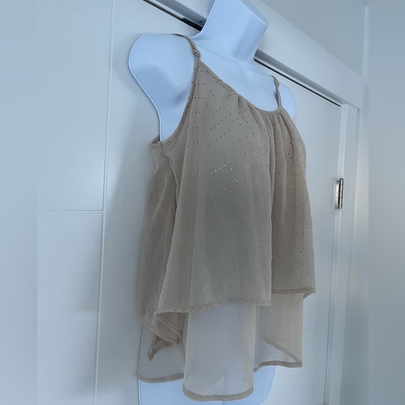 Vintage XXI/ Spaghetti strap blouse/ Camisole/ Gold detail/ Layered/ Size US M - Picture 4 of 10